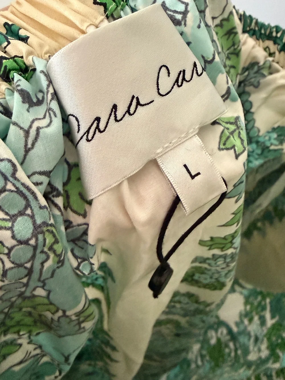 Cara Cara Colomba Dress Teal Floral Topiary Large $595